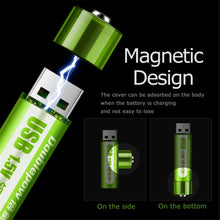 2pcs 1,5V 1400mWh USB AA wiederaufladbarer Lithium-Ionen-Akku für ferngesteuertes Maus-Lüfter-Elektrospielzeug