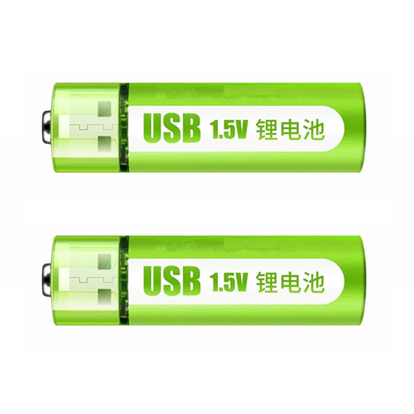 2pcs 1,5V 1400mWh USB AA wiederaufladbarer Lithium-Ionen-Akku für ferngesteuertes Maus-Lüfter-Elektrospielzeug