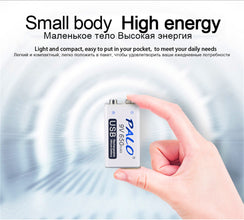 650mAh Micro USB 6F22 9V Lithium-Ionen-Lithium-Batterie für ferngesteuertes Hubschraubermodell-Mikrofonspielzeug