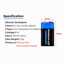 2PCS 9V Batterie 6f22 Primärbatterie und Trockenbatterie, verwendet für Multimeter Alarmmikrofon Eisenbox Einwegbatterie