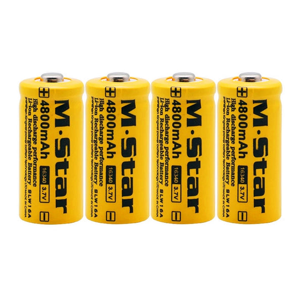 4 x 4800mAh 3,7V Lithium Ionen 16340 Batterie cr123A Batterie für LED Taschenlampe
