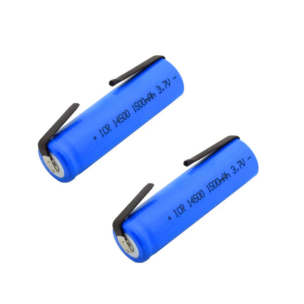 2pcs 14500 3,7V 1500mAh Li Ion Akku mit Taschenlampe, Taschenlampe, Mikrofon, Radio, Gamepad Scheinwerfer, 14500 Akku500