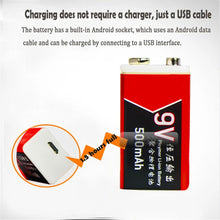 14450 500mAh 9V USB Lithium-Ionen-Polymer-Akku für drahtloses Multimeter-Mikrofon-Headset-Massagegerät