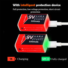 14450 500mAh 9V USB Lithium-Ionen-Polymer-Akku für drahtloses Multimeter-Mikrofon-Headset-Massagegerät