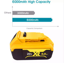 2pcs 20V 6.0 Ah DCB200 Ersatzakku für DeWalt MAX XR DCB205 DCB201 DCB203 Elektrowerkzeugakku