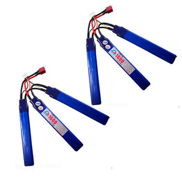 2PCS T-Stecker Drillinge 1600mAh Schwamm weiches Projektil Spielzeug Power Polymer Akku 11,1V 6020122