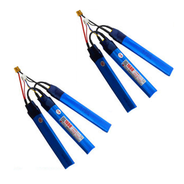 2PCS XT30 Plug-in Drillinge 1600mAh Schwamm weiches Auswurfspielzeug Power Polymer Akku 11,1V 6020122