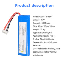 PALO 3,7 V 3000mAh Batterie GSP872693 01 Akku Pack für Lautsprecher Flip 4, flip 4 Special Edition batterie