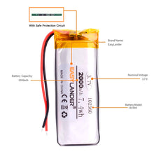 3,7 V 2000 mAh 102560 Lithium Polymer Akku Akku Lithium Ionen Lithium Akku für E Book Mobile Power DIY Tablet