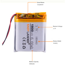 3,7 V Lithium Polymer Akku 103443 1800 MAH GPS Navigationsgerät Auto DVR Radio td V26 jh md07d