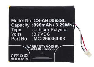 3.7V 890mAh E-book akku für  kindle 499 kindle 558 Kindle 7 Kindle 7th Generation Kindle 8 Kindle 8th Generation Kindle X SY69JL WP63GW Li-Polymer