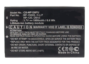 3,7 V 1800 mAh Kamera Akku für RICOH Insignia Toshiba PENTAX Sportkamera Kyocera Fujifilm CAMILEO Lawmate Li-Ion